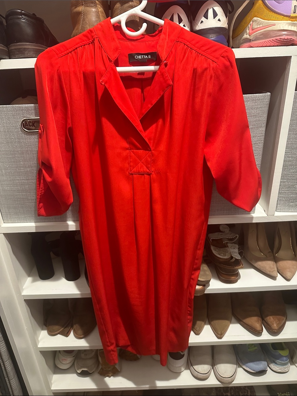 Chetta B Bright Red Shirt Dress